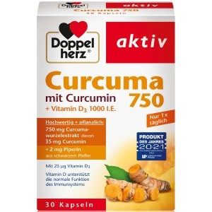 Doppelherz aktiv Curcuma 750 Curcumin + Vitamin D3 1000 I.E. Nahrungsergänzungsmittel