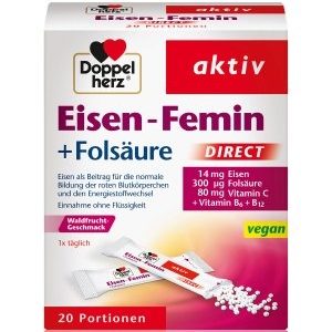 Doppelherz aktiv Eisen-Femin DIRECT + Folsäure Nahrungsergänzungsmittel