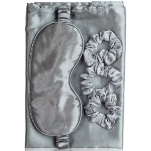 Zoë Ayla Silky Grau Sleep Set Schlafmaske